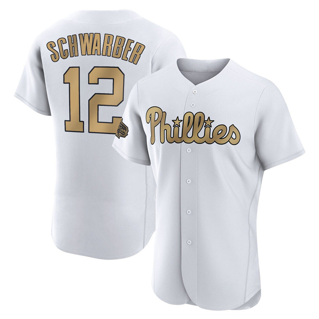 STECN P.Phillies #12 Kyle Schwarber Player Gold All-Star Home Limited Elite Stitched Jerseys