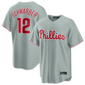 STECN P.Phillies #12 Kyle Schwarber Player Gray Home Game Stitched Jerseys