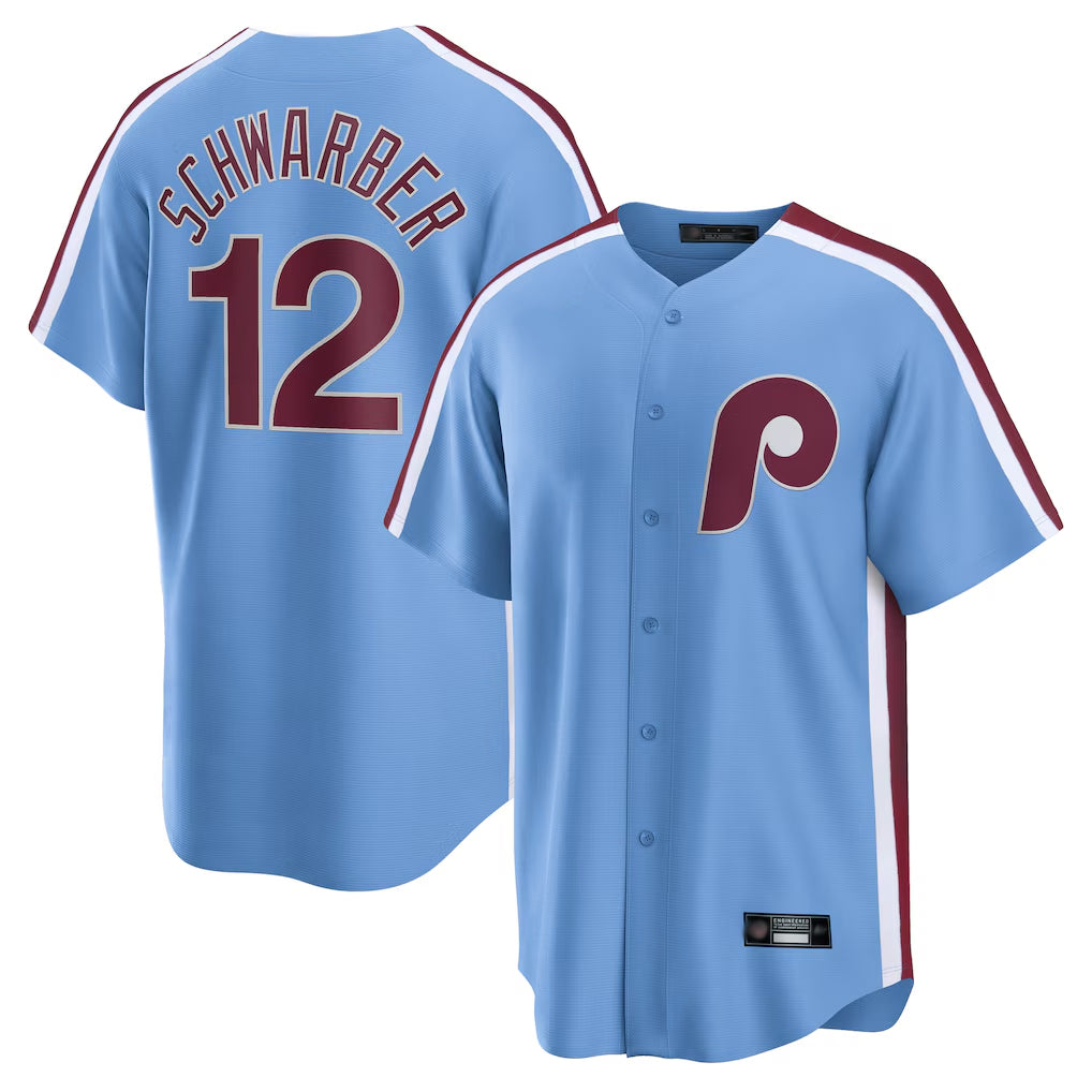 STECN P.Phillies #12 Kyle Schwarber Player Light Blue Home Game Stitched Jerseys