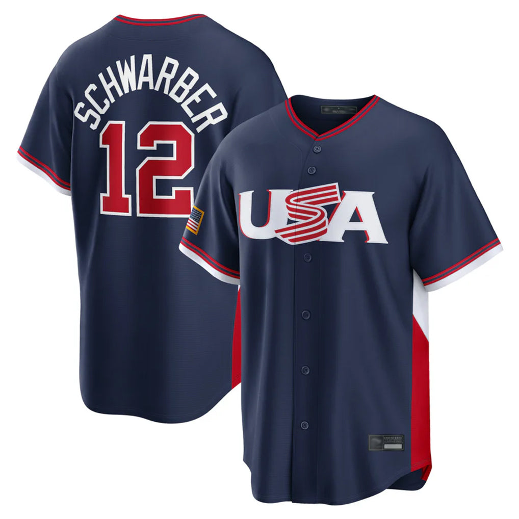 STECN P.Phillies #12 Kyle Schwarber Player Navy USA World Classic Game Limited Stitched Jerseys