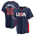 STECN P.Phillies #12 Kyle Schwarber Player Navy USA World Classic Game Limited Stitched Jerseys