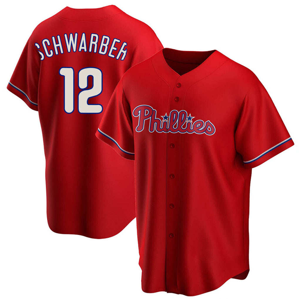 STECN P.Phillies #12 Kyle Schwarber Player Red Home Game Stitched Jerseys