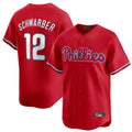 STECN P.Phillies #12 Kyle Schwarber Player Red Home Limited Stitched Jerseys
