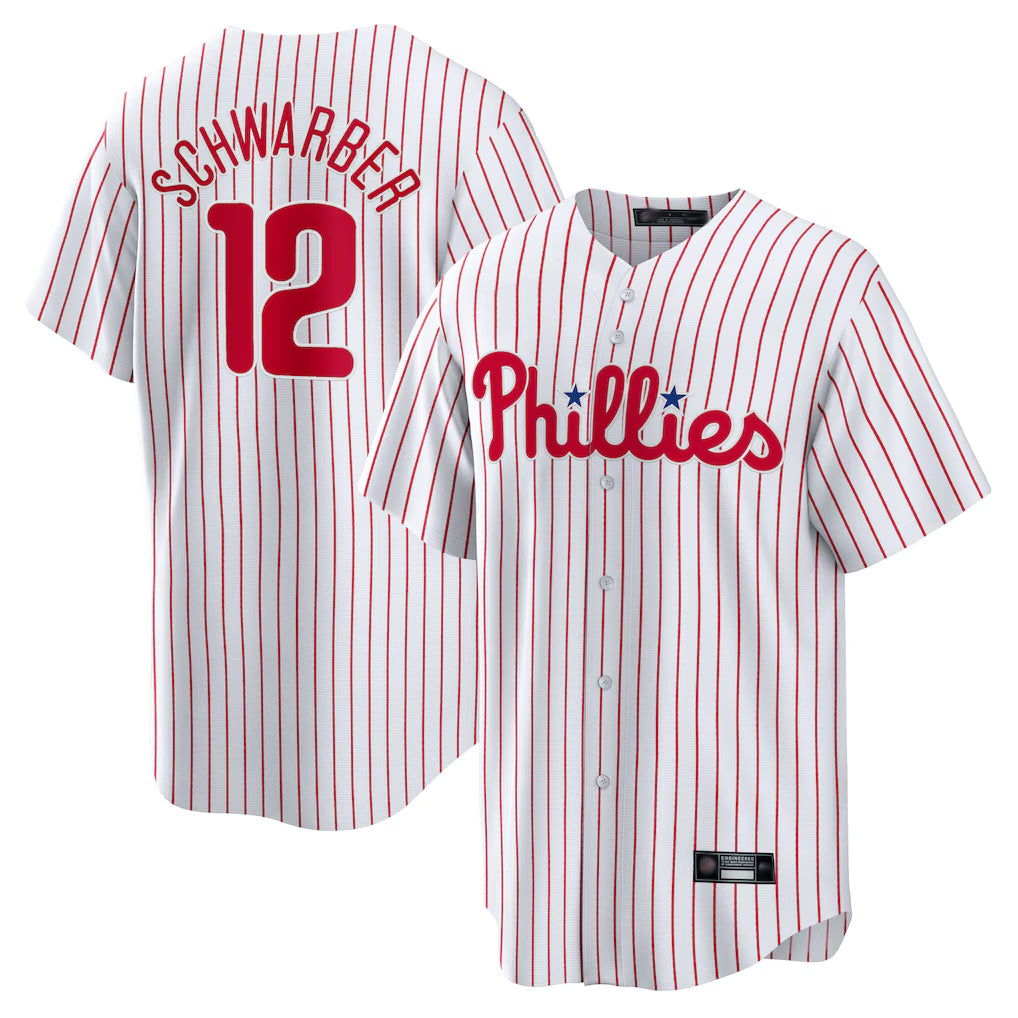 STECN P.Phillies #12 Kyle Schwarber Player White Home Game Stitched Jerseys