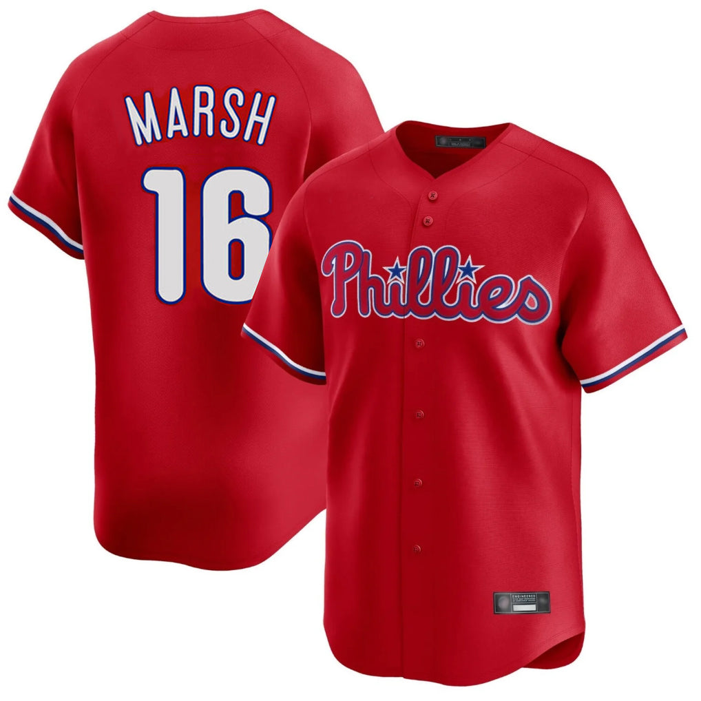 STECN P.Phillies #16 Brandon Marsh Player Red Home Limited Stitched Jerseys