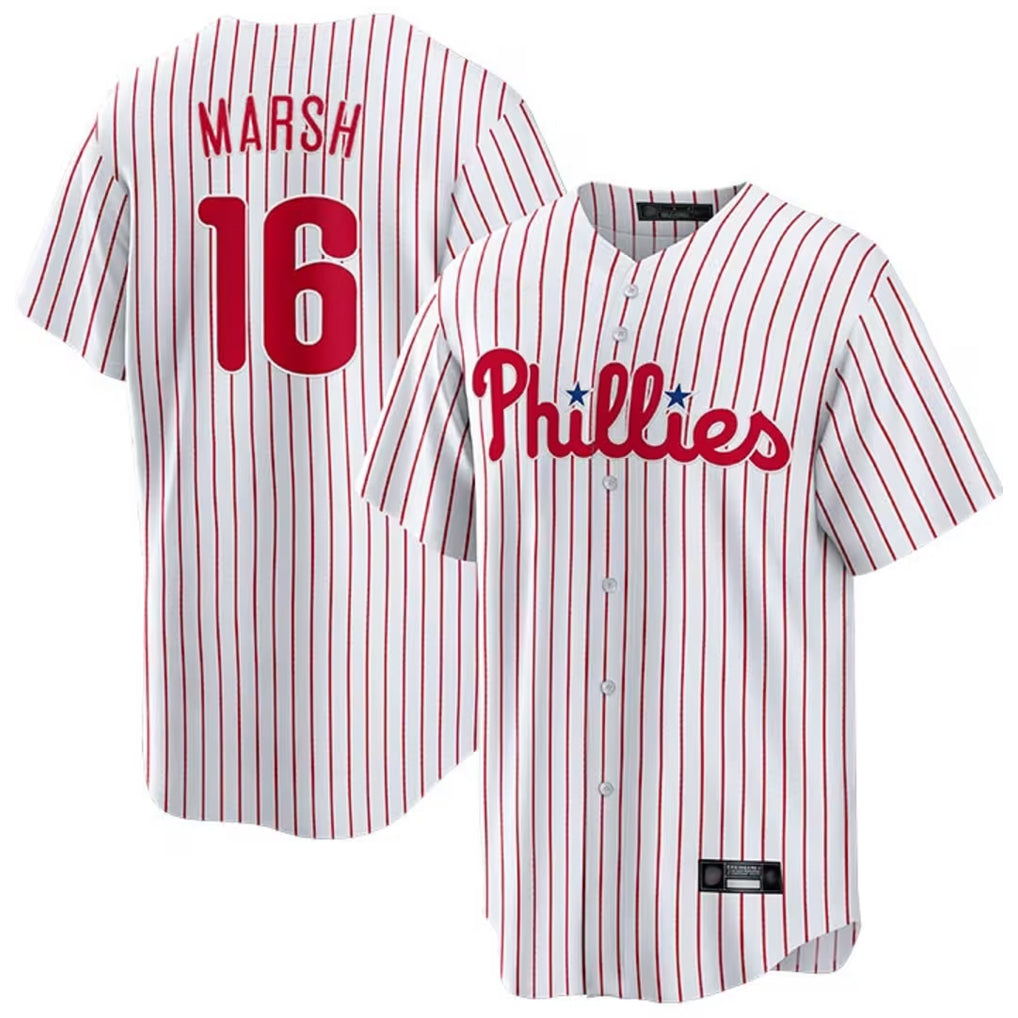 STECN P.Phillies #16 Brandon Marsh Player White Home Game Stitched Jerseys