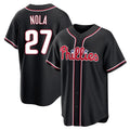 STECN P.Phillies #27 Aaron Nola Player Black Fashion Out Home Game Stitched Jerseys
