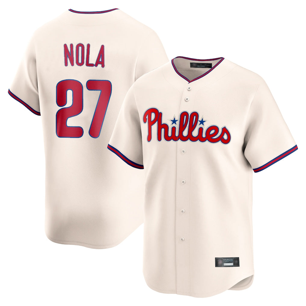 STECN P.Phillies #27 Aaron Nola Player Cream Home Limited Stitched Jerseys