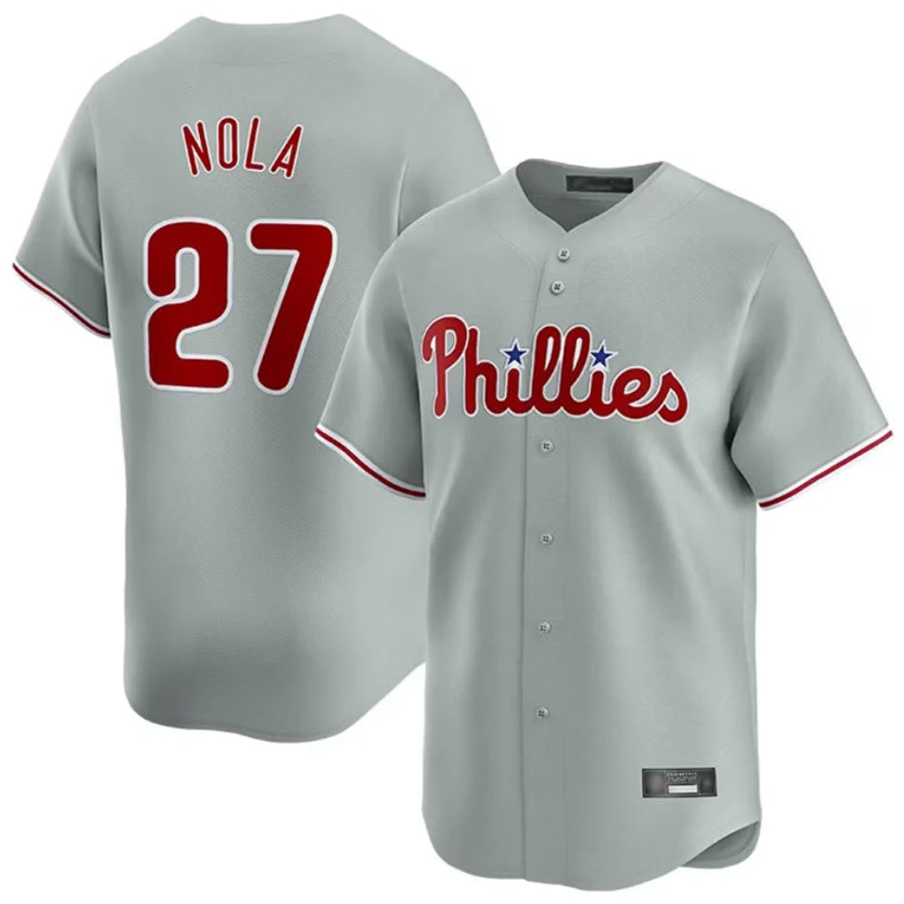 STECN P.Phillies #27 Aaron Nola Player Gray Home Limited Stitched Jerseys
