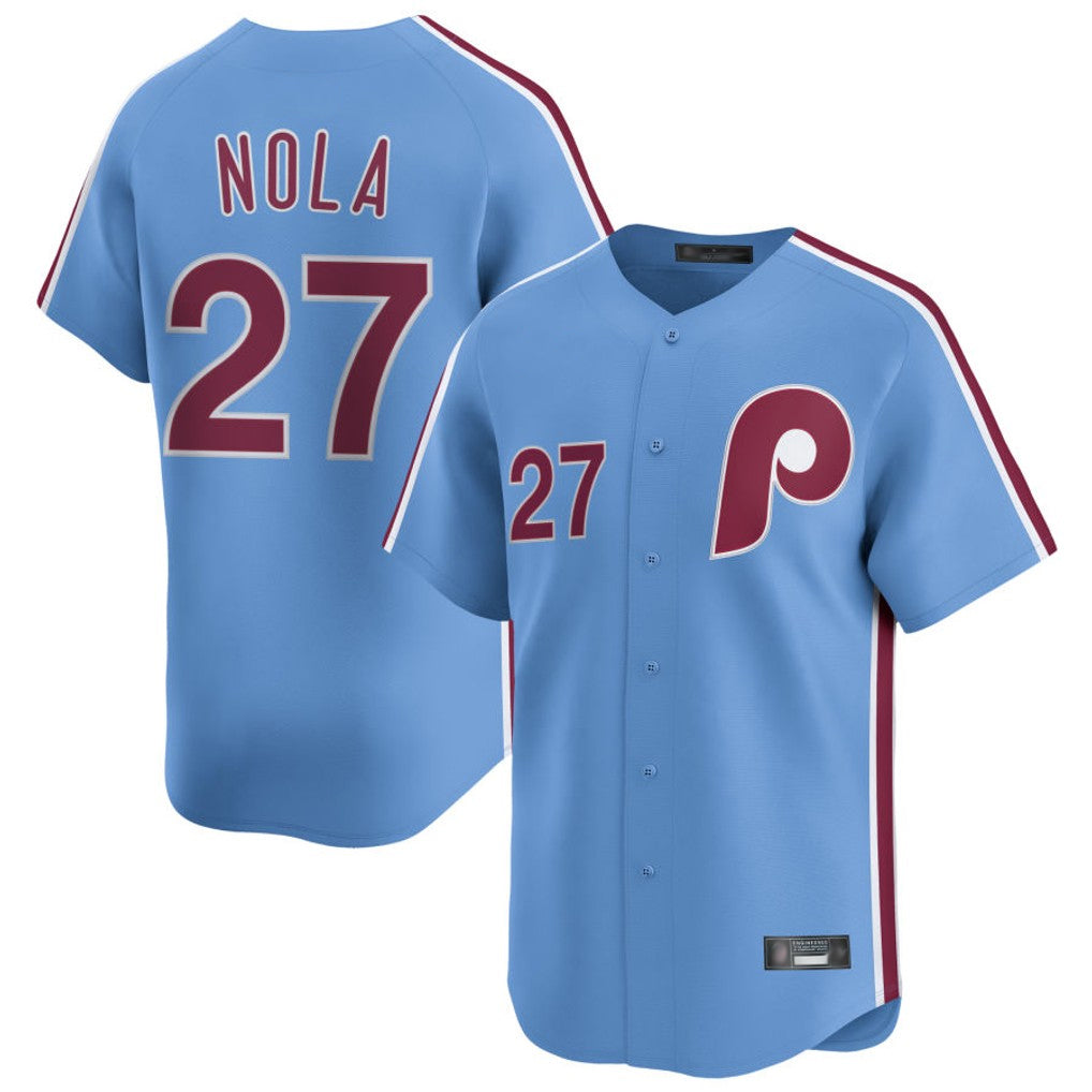 STECN P.Phillies #27 Aaron Nola Player Light Blue Home Limited Stitched Jerseys