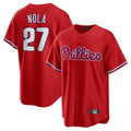 STECN P.Phillies #27 Aaron Nola Player Red Home Game Stitched Jerseys