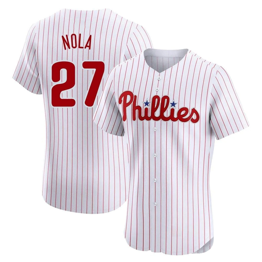 STECN P.Phillies #27 Aaron Nola Player White Home Limited Elite Stitched Jerseys