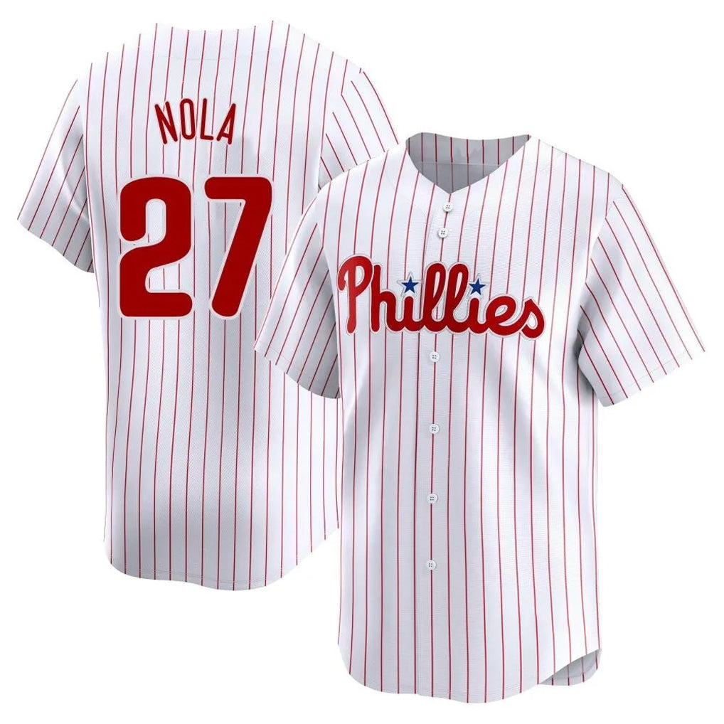 STECN P.Phillies #27 Aaron Nola Player White Home Limited Stitched Jerseys