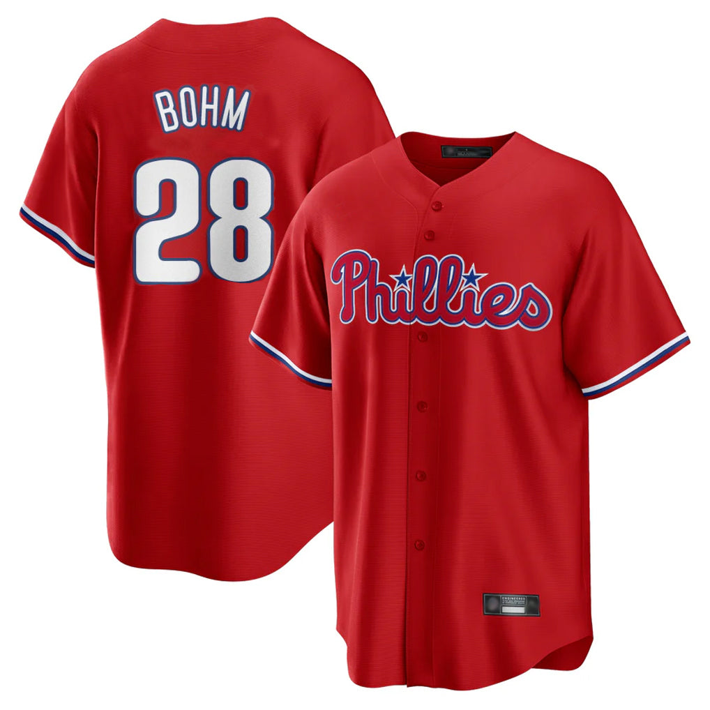 STECN P.Phillies #28 Alec Bohm Player Red Home Game Stitched Jerseys