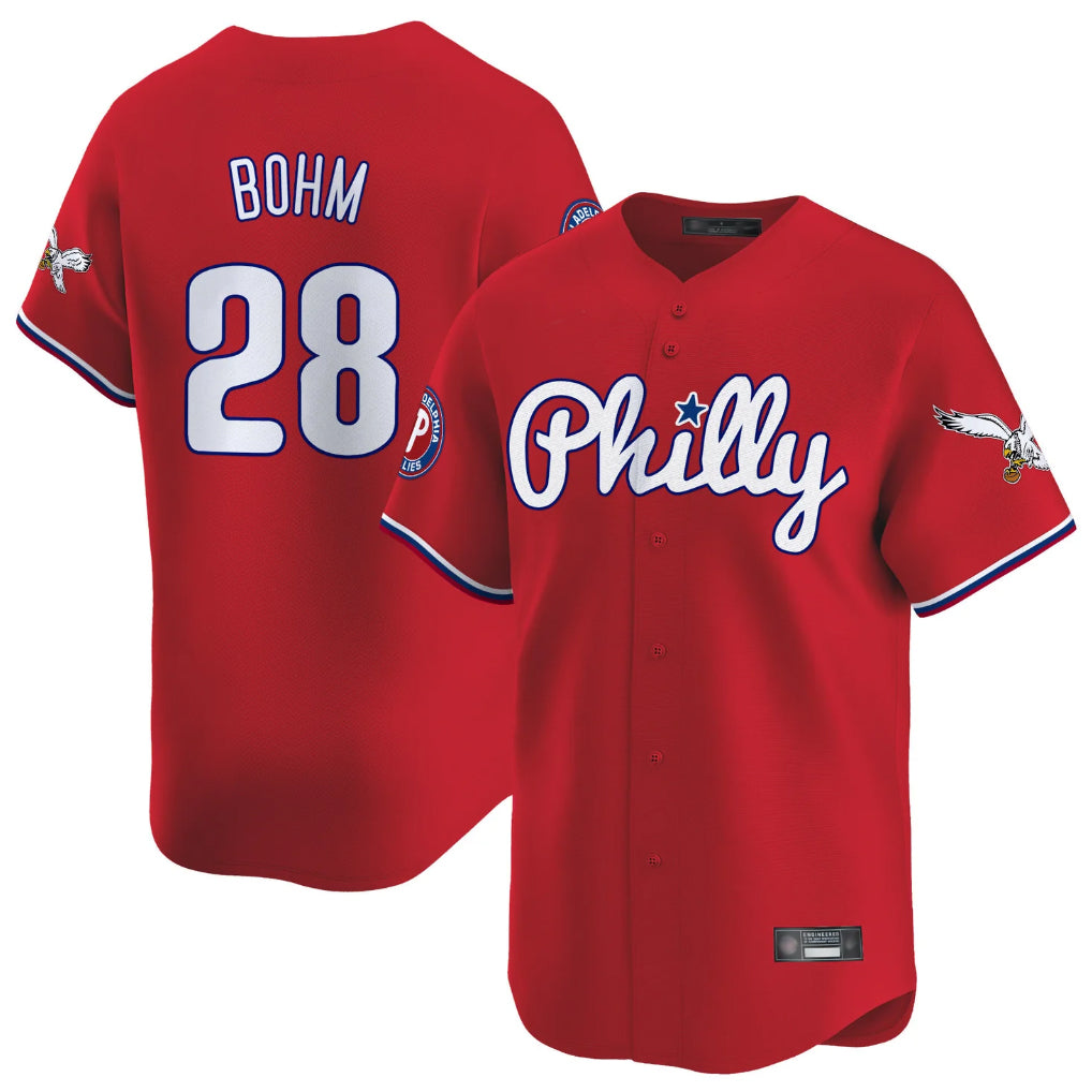 STECN P.Phillies #28 Alec Bohm Player Red Phillies & Eagles Vapor Premier Limited Stitched Jerseys