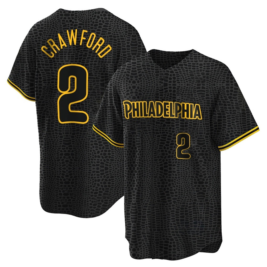 STECN P.Phillies #2 Justin Crawford Player Black Snake Skin City Home Game Stitched Jerseys