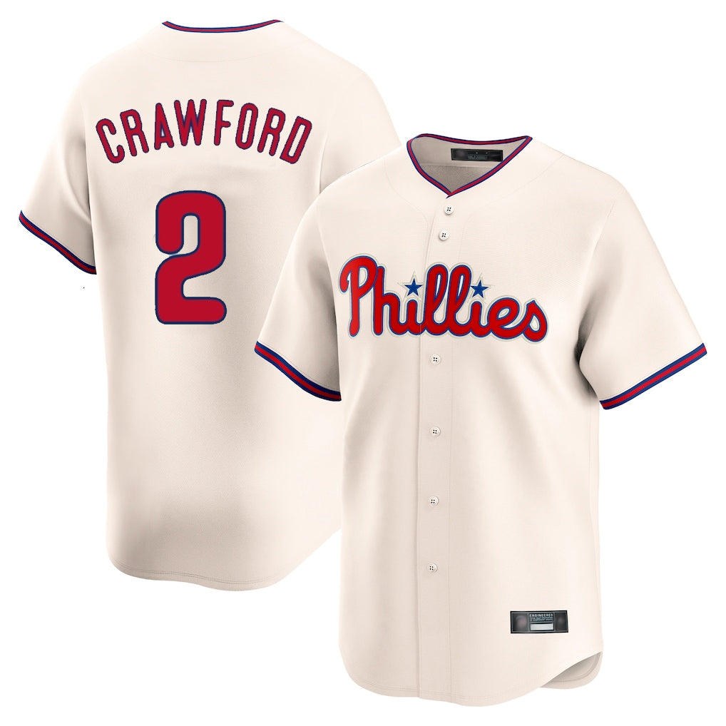 STECN P.Phillies #2 Justin Crawford Player Cream Home Limited Stitched Jerseys