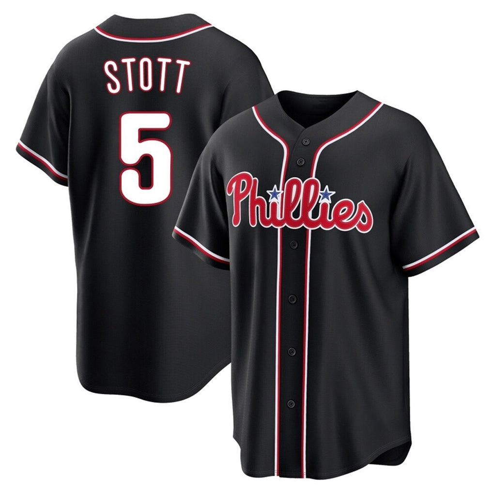 STECN P.Phillies #5 Bryson Stott Player Black Fashion Out Home Game Stitched Jerseys