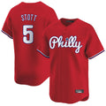 STECN P.Phillies #5 Bryson Stott Player Red Home Limited Stitched Jerseys