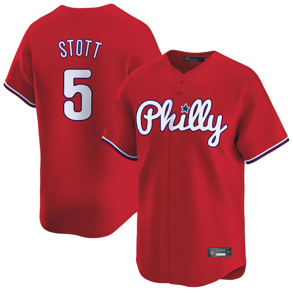 STECN P.Phillies #5 Bryson Stott Player Red Home Limited Stitched Jerseys