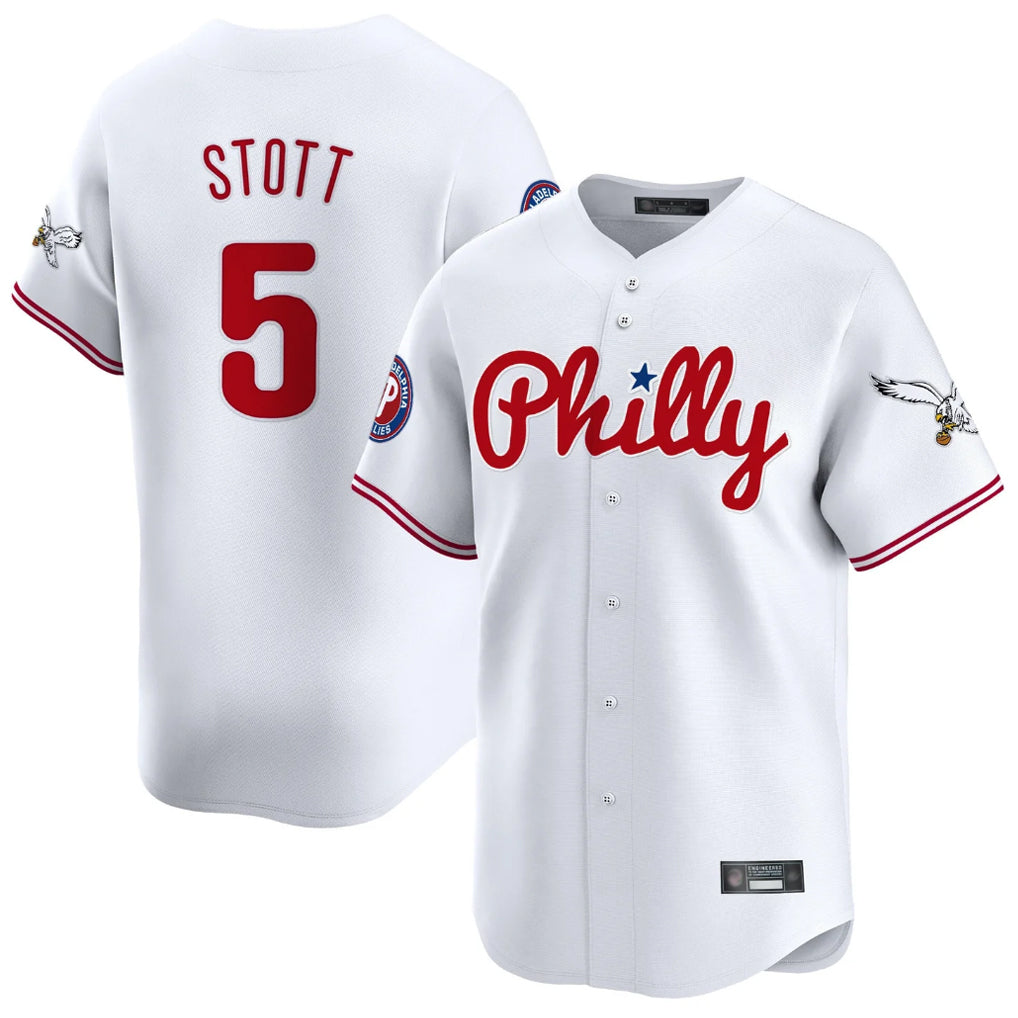 STECN P.Phillies #5 Bryson Stott Player White Phillies & Eagles Vapor Premier Limited Stitched Jerseys