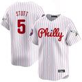 STECN P.Phillies #5 Bryson Stott Player White Pinstripe Phillies & Eagles Vapor Premier Limited Stitched Jerseys
