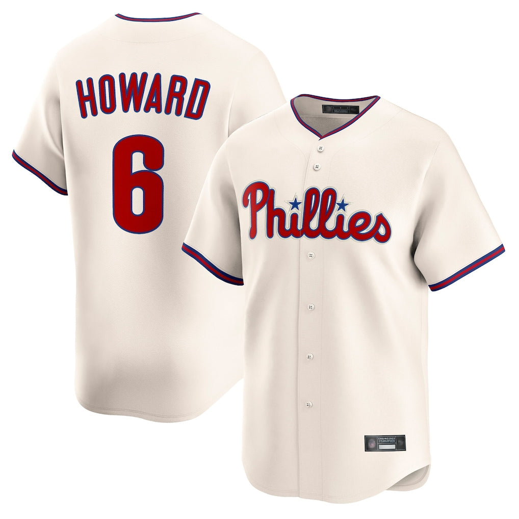 STECN P.Phillies #6 Ryan Howardr Player Cream Home Limited Stitched Jerseys