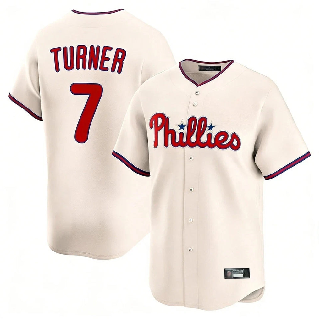 STECN P.Phillies #7 Trea Turner Player Cream Home Limited Stitched Jerseys