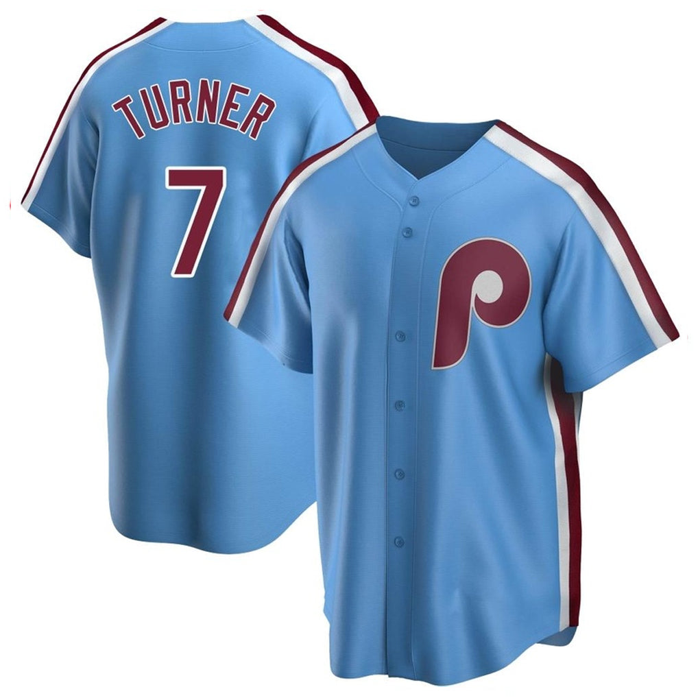 STECN P.Phillies #7 Trea Turner Player Light Blue Home Game Stitched Jerseys