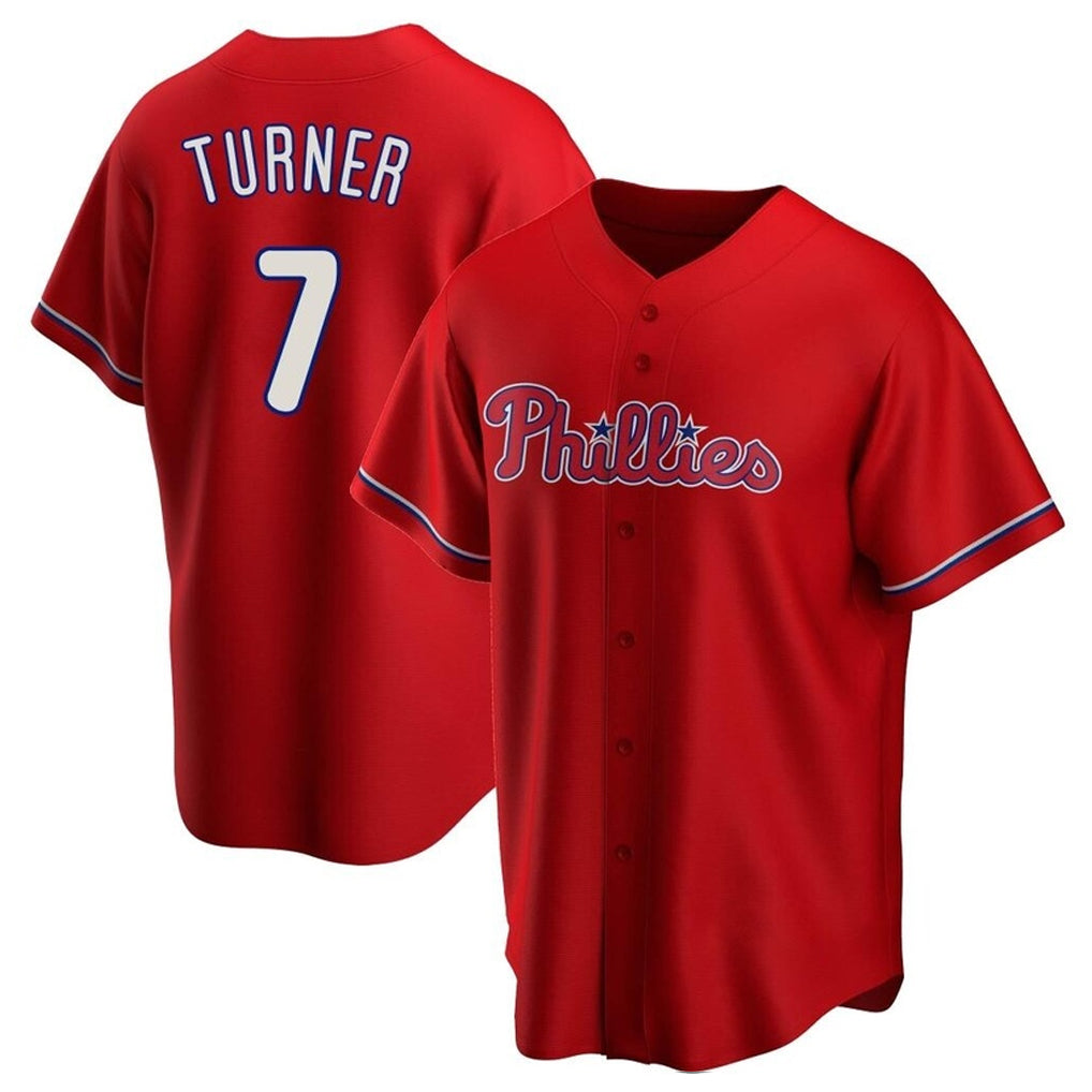 STECN P.Phillies #7 Trea Turner Player Red Home Game Stitched Jerseys