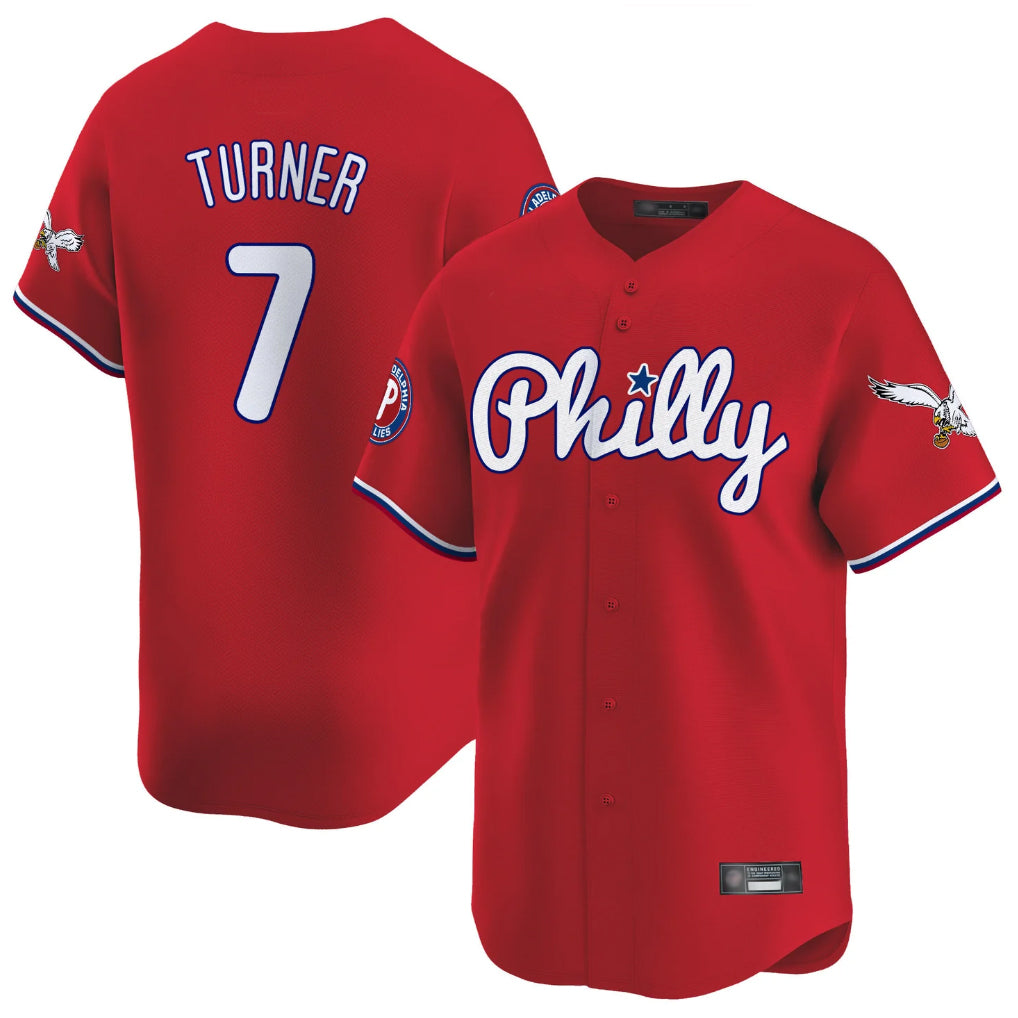 STECN P.Phillies #7 Trea Turner Player Red Phillies & Eagles Vapor Premier Limited Stitched Jerseys