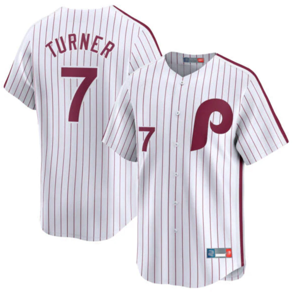 STECN P.Phillies #7 Trea Turner Player White Cooperstown Collection Limited Home Stitched Jerseys