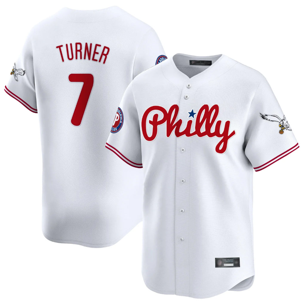 STECN P.Phillies #7 Trea Turner Player White Phillies & Eagles Vapor Premier Limited Stitched Jerseys