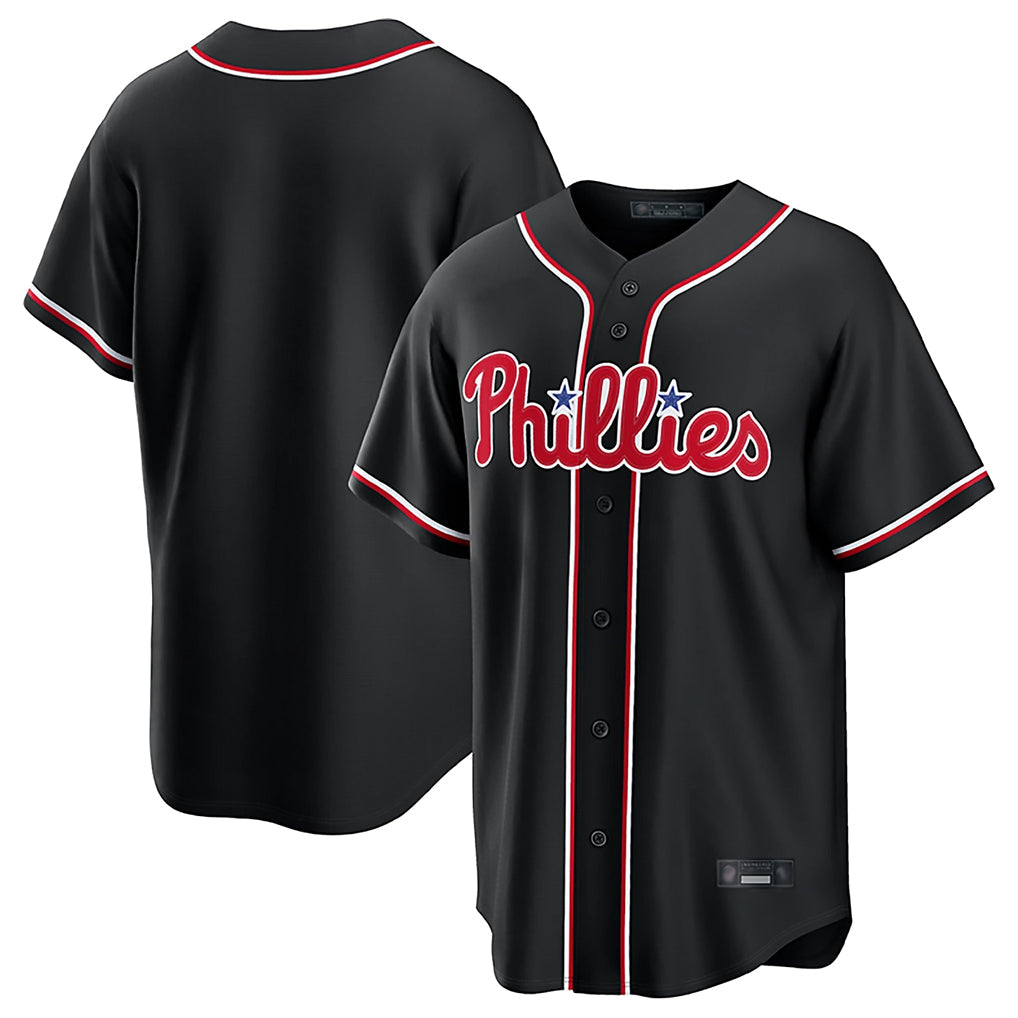 STECN P.Phillies Blank Player Black Fashion Out Home Game Stitched Jerseys