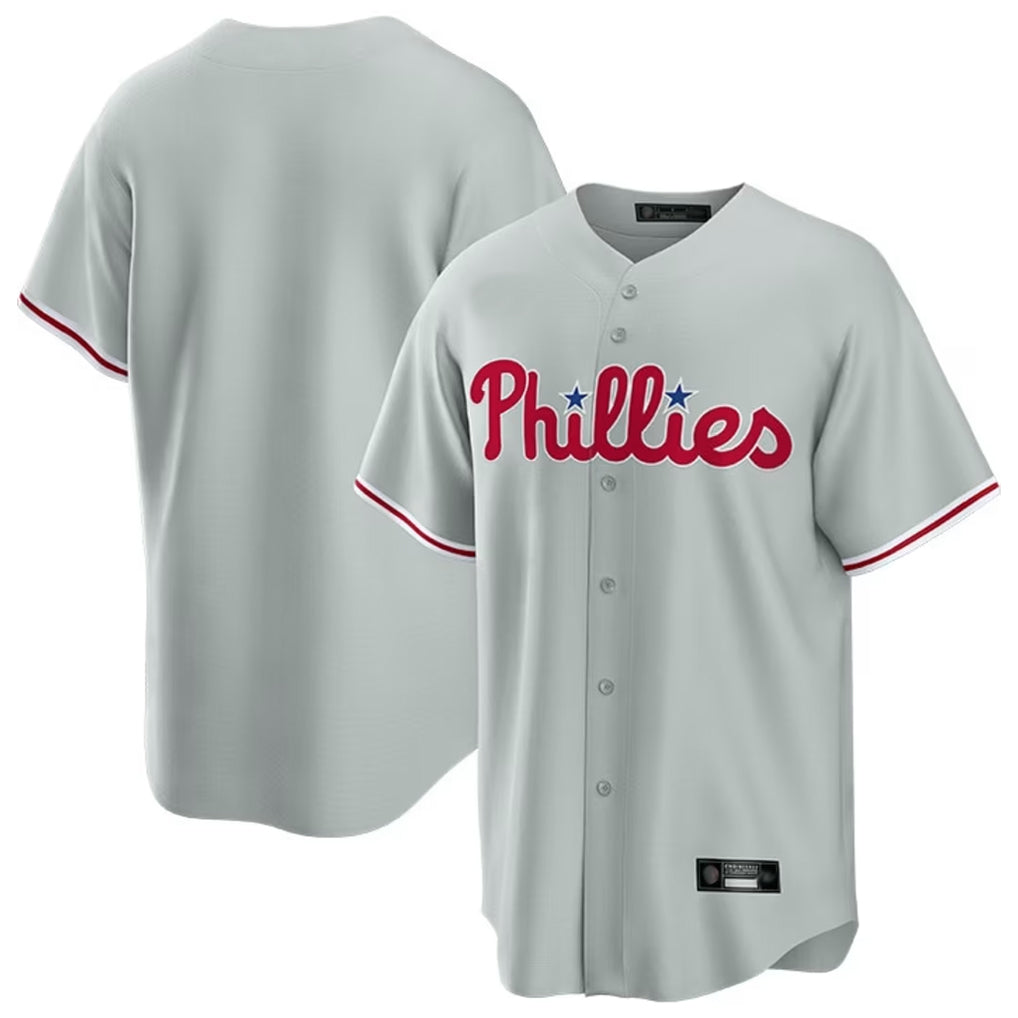 STECN P.Phillies Blank Player Gray Home Game Stitched Jerseys
