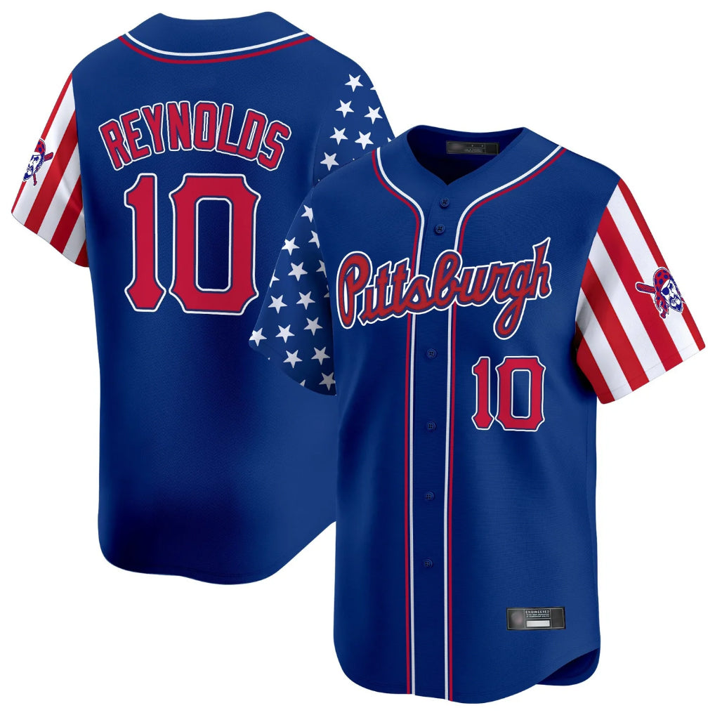 STECN P.Pirates #10 Bryan Reynolds Player Royal 2025 Independence Day Vapor Premier Limited Stitched Jerseys