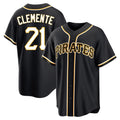 STECN P.Pirates #21 Roberto Clemente Player Black Fashion Out Home Game Stitched Jerseys