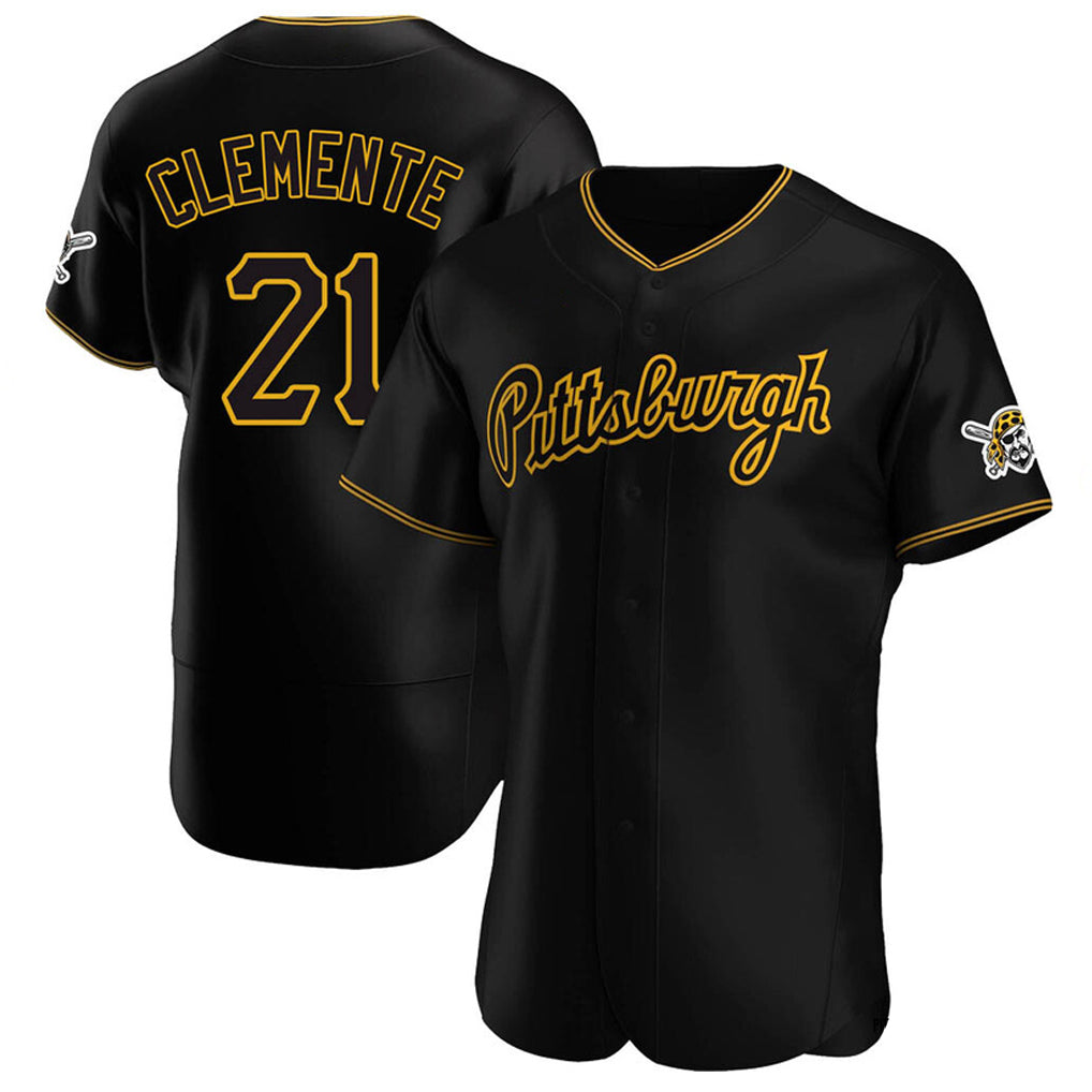 STECN P.Pirates #21 Roberto Clemente Player Black Home Limited Elite Stitched Jerseys