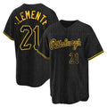 STECN P.Pirates #21 Roberto Clemente Player Black Snake Skin City Home Limited Stitched Jerseys