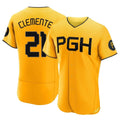 STECN P.Pirates #21 Roberto Clemente Player Gold City Connect Home Limited Elite Stitched Jerseys