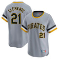 STECN P.Pirates #21 Roberto Clemente Player Gray Throwback Cooperstown Collection Limited T-shirt Stitched Jerseys