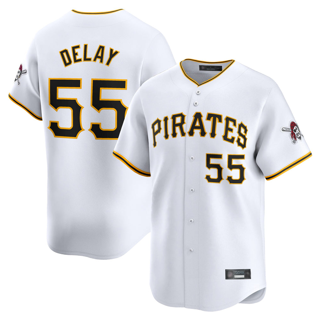 STECN P.Pirates #55 Jason Delay Player White Home Limited Stitched Jerseys