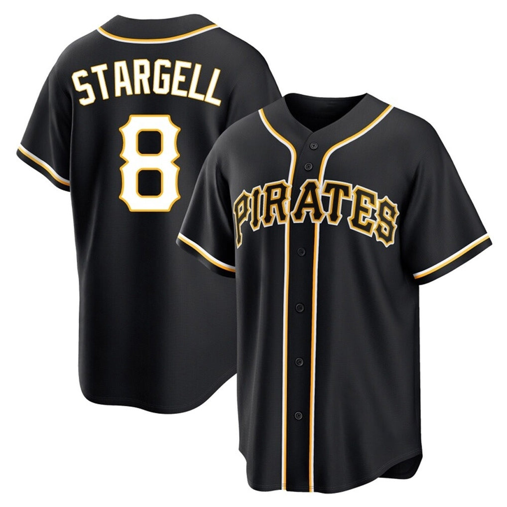 STECN P.Pirates #8 Willie Stargell Player Black Fashion Out Home Game Stitched Jerseys