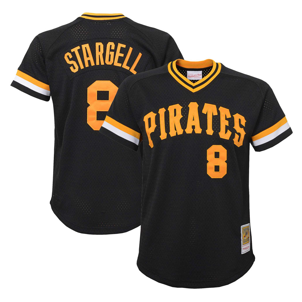 STECN P.Pirates #8 Willie Stargell Player Black Mitchell & Ness Black Cooperstown Collection Mesh Batting Limited Stitched Jerseys