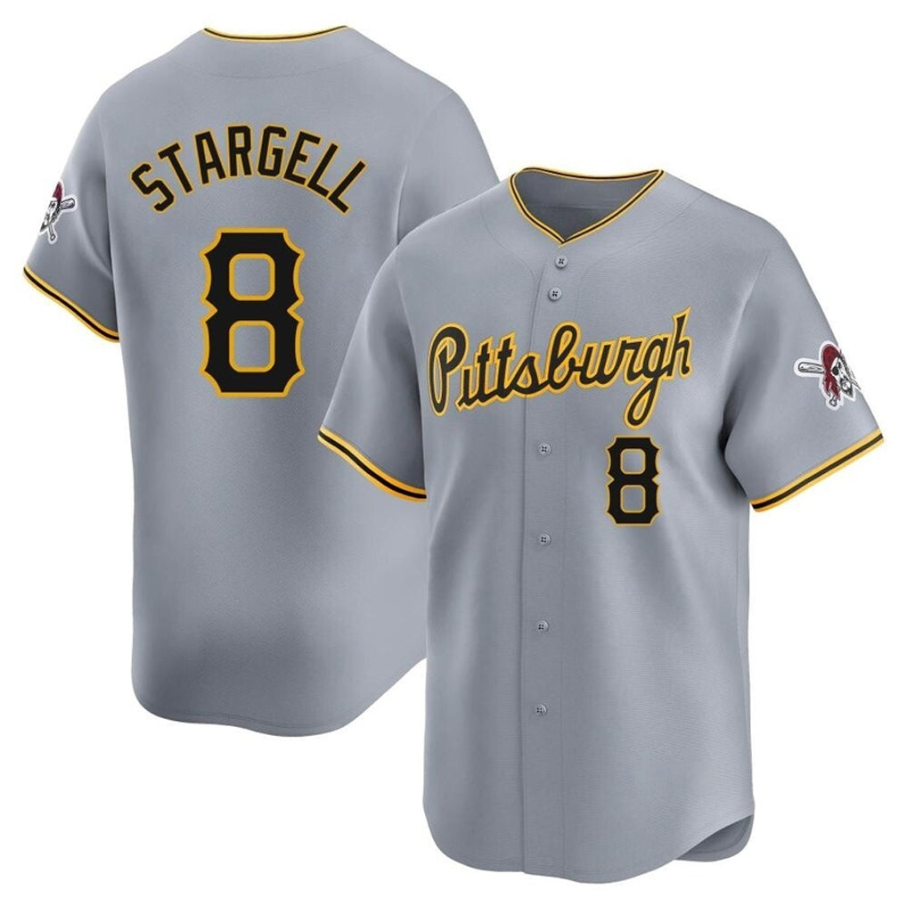 STECN P.Pirates #8 Willie Stargell Player Gray Road Home Limited Stitched Jerseys