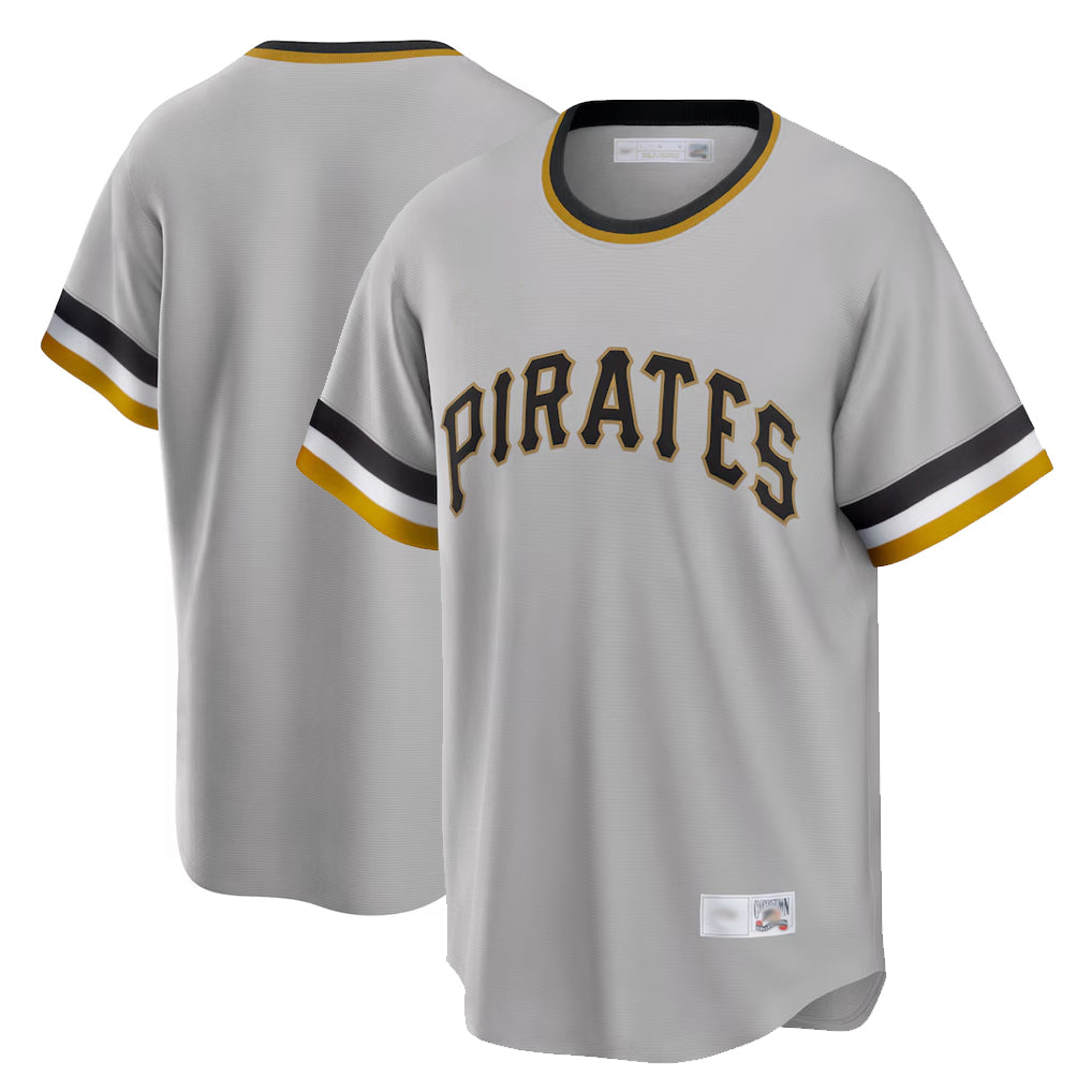 STECN P.Pirates Blank Player Gray Throwback Cooperstown Collection Limited T-shirt Stitched Jerseys