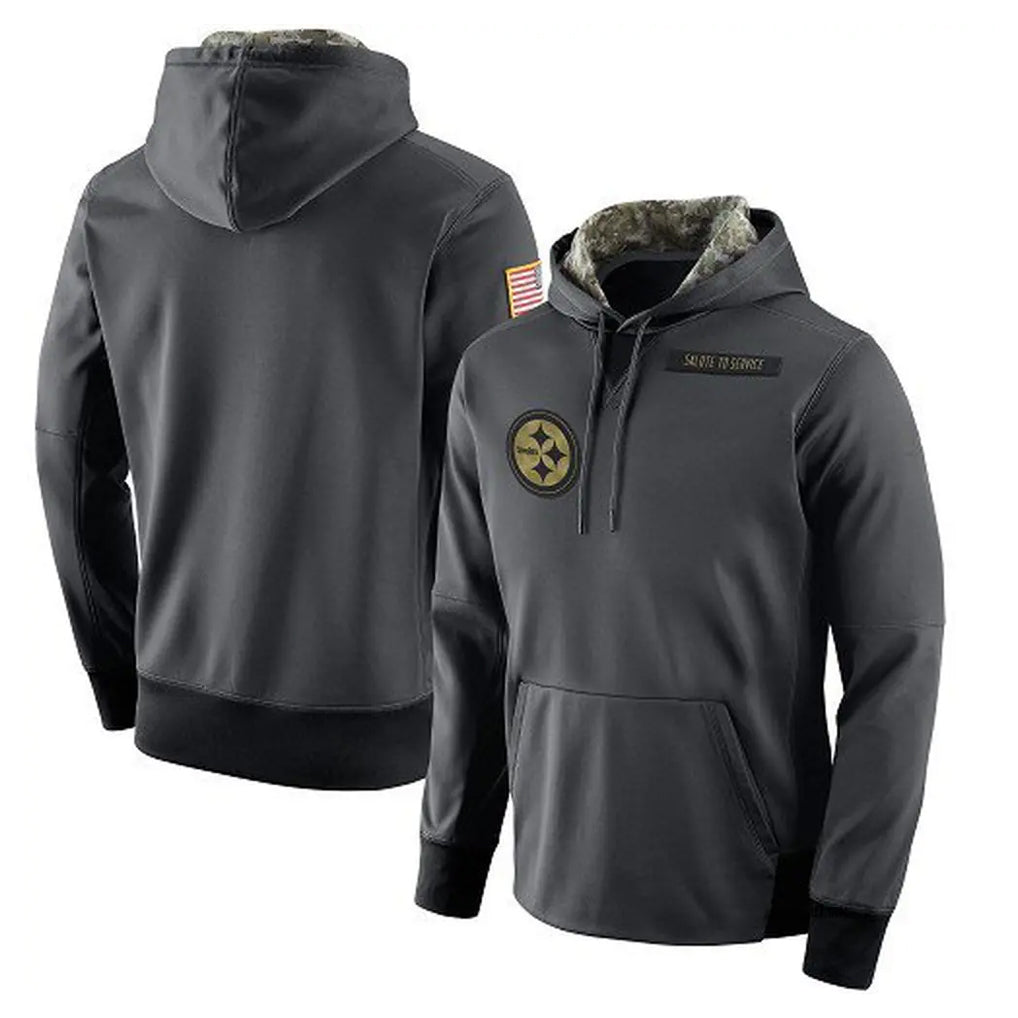 STECN P.Steelers Gray Pullover Hoodies Limited Blank Player Stitched Jerseys