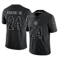 STECN P.Steelers #24 Joey Porter Jr. Player Black Reflective Limited Home Game Stitched Jerseys