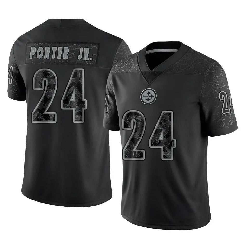 STECN P.Steelers #24 Joey Porter Jr. Player Black Reflective Limited Home Game Stitched Jerseys