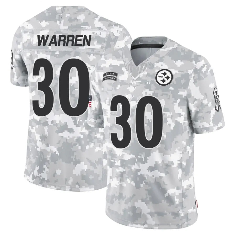STECN P.Steelers #30 Jaylen Warren Player Arctic Camo Salute to Service Limited Stitched Jerseys